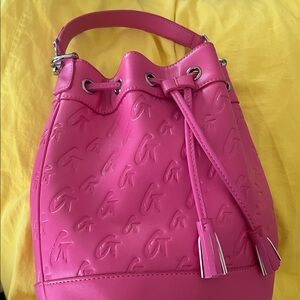 Glamaholic Pink Medium Embossed Drawstring Bucket Bag